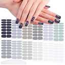 WOKOTO 12 Sheets Grey Series Nail Polish Strips Solid Nail Stickers Full Nail Wraps Gel Nail Strips for Women Girls Stick On Nails Polish Stickers Self Adhesive Gel Nail Stickers Gel Polish Strips