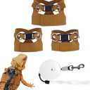 3 Pack Bearded Dragon Leash and Harness Set, Retractable 9.8FT Leash with 3 Sizes Adjustable Soft Harness for Reptile Small Animals Walking, Cute Lizard Vest Clothes for Reptile Lovers -Brown
