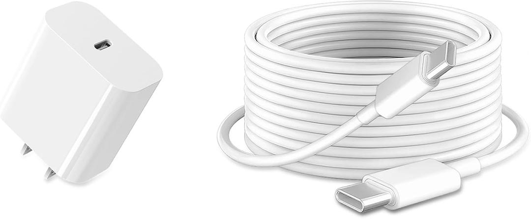 iPad Charger Fast Charging 10ft USB-C Cable & 20W USB-C Charger Block 1-Pack for Apple iPad A16/11th/10th/Pro 13/12.9/11/Air/Mini A17 Pro, iPhone 17/16/15 Series, White
