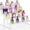 White Wood Cologne Organizer for Men Women,4 Tier Perfume Stand for Dresser Waterproof Cologne Stand with Anti-Slip pads for Party,Makeup,Figures,Cupcake,Perfume,Display Risers Stand Organizer