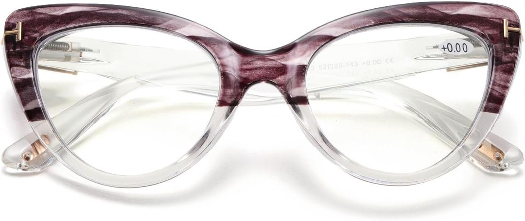 Viseng Womens Oversized Stylish Elegant Cat-Eye Reading Glasses with Blue Light Protection (+1.0) (Ink Color)