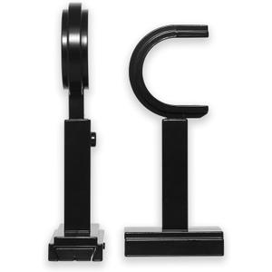 BlastHome Luxury Adjustable Curtain Rod Brackets  Premium Quality Heavy Metal Replacement Accessory  Signature Collection, Set of Two  Fits Up to 1 1/4" Diameter Curtain Rods  Tuxedo Black Finish