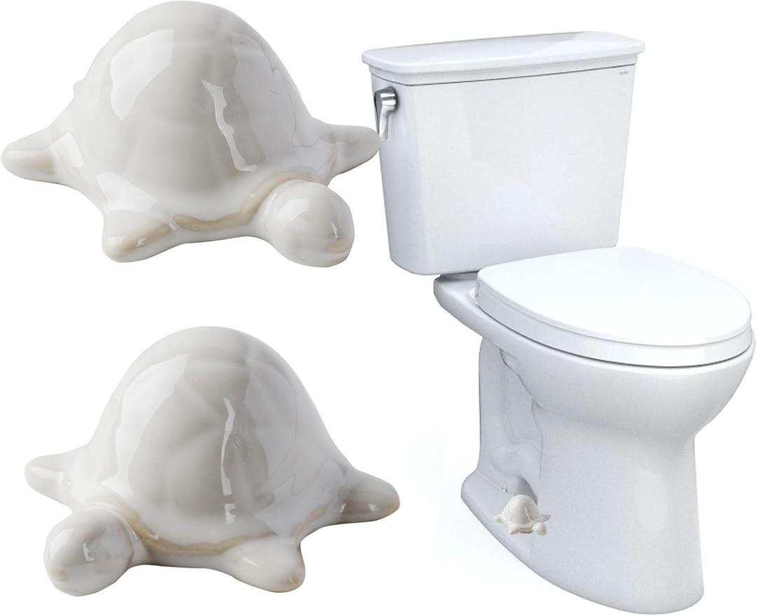 Toilet Bolt Covers, Turtle Ceramic Bolt Caps - Fun and Cute Bathroom Decor for Easy Installation - Decorative Bolt Caps for Bottom of Toilet (White turtle 2pcs)
