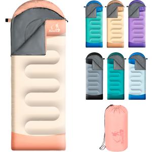 Sleeping Bags for Adults Kids - 3 Season Cold&Warm Weather Waterproof Camping Sleeping Bags - Lightweight Sleeping Bags for Camping Hiking Outdoor Travel (Pink&Gray)