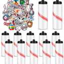 12 Pack Baseball Water Bottle Bulk with 300 PCS Stickers 20 oz Reusable BPA-Free Water Bottles for Boys Sports Squeeze Bottles Baseball Party Favors Gifts For Team