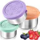 Everusely - Stainless Steel Food Containers - 3 Pack, Bright - Lunch Box for Kids - Snack Containers for Office, Home Food Storage - Leakproof w/Silicone Lids - Dishwasher & Freezer Safe