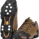 EZ2LIVE Ice Cleats crampons for Shoes and Boots, Ice Snow Grips for Winter Walking Traction, Anti-Slip Ice Traction Cleats with 10 Steel Studs Crampons Gripper Spikes for Shoes Men Women, Size M