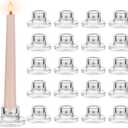 Glasseam Glass Tapered Candlestick Holders: 20Pcs Small Taper Candle Holders Bulk Short Candle Stick Candle Holder Clear Modern Candle Holder for Table Centerpiece Wedding Christmas Dining Party Decor