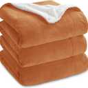 Bedsure GentleSoft Sherpa Fleece Blankets Queen Size for Bed - Thick and Warm Throw for Women and Men, Soft Fuzzy Plush Queen Blanket for Winter, Burnt Orange, 90x90 Inches