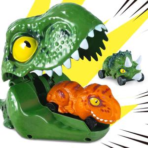 2 x iPlay, iLearn Kids Dinosaur Cars Launcher Toys Set, Boys Dino Ejecting Vehicle Playset, Toddlers Mini Push Go Catapult, Press to Launch, Cool Birthday Gifts Party Favors for 3 4 5 6 Years Old Children