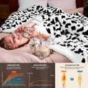 Electric Heated Blanket King Size,90X100 Black Heating Blanket King with Dual Control&Timer&10 Heat Level,Cute Cow Print Fleece Sherpa Blankets Warmer Gifts for Bed Women Adults