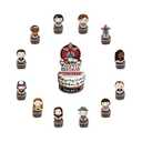3 x 25 Pcs Cute Cartoon Style Happy Birthday Cake Toppers, TV Theme Cake Decorations, Perfect for Birthday Parties, Themed Celebrations, Halloween, and Other Occasions.