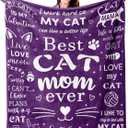 Mosslink Cat Mom Blanket 60"x50", Cat Lover Gifts for Women, Cat Gifts for Cat Lovers, Cat Mom Gifts for Women Birthday, Best Cat Mom Ever Blankets, Christmas Mothers Day Cat Gifts for Cat Mom