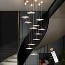 GEADI Gold Petal LED Chandelier, 119in Foyer Light for High Ceilings
108W Staircase Pendant with Remote, 3000K-6500K Dimming, 10000 Lumens, 118in Adjustable Wire for Entryway, Living Room