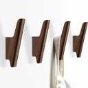 Wood Wall Hooks 4 Pack Coat Hooks Wall Mount Walnut Wooden Hooks for Hanging Hat, Bag, Backpack, Rustic Coat Hooks for Wall, Wood Towel Hooks for Bathrooms and Entryway Hooks (Walnut, Dark)