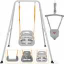 2 in 1 Toddler Swing  Jumper with Frame, Outdoor, Indoor, Baby Swing with Safety Belt for Indoor and Outdoor Use, Foldable Metal Stand & Clear Instructions, Easy to Assemble