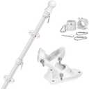 Flag Pole,6FT American Flag Pole & Bracket-Flagpoles for 3 x 5 Flags Holder for House Porch & Outdoor,Tangle Free and Wall Mount Flag Pole Kit (Without Flag,White)