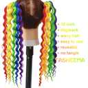 Rainbow Hair Extensions Tie in Curly Ponytail Extension Wavy Colorful Crazy Hair Pride Day Accessories for Fun DIY Festival Wacky Rave Colored Braids 18 inch 2 Packs