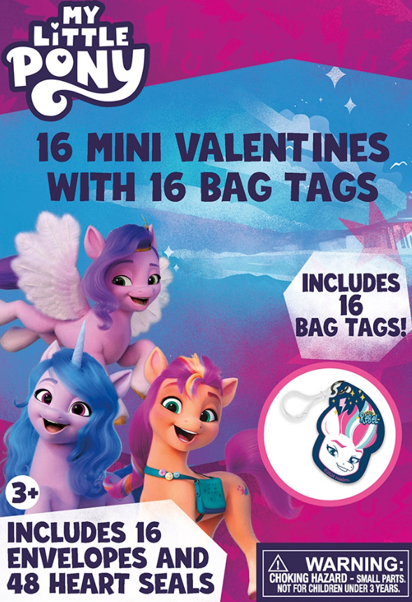 My Little Pony 16 Mini Valentines With 16 Bag Tags 3+