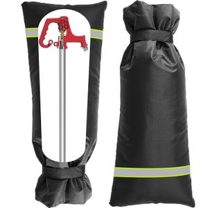 Outdoor Faucet Covers for Winter with Reflective Strips,XL Velcro Thickened Anti-Freeze Outdoor Tap Cover,Reusable Spigot Cover for Winter Freeze Protection Anti-Rust (Black-1 Pack)