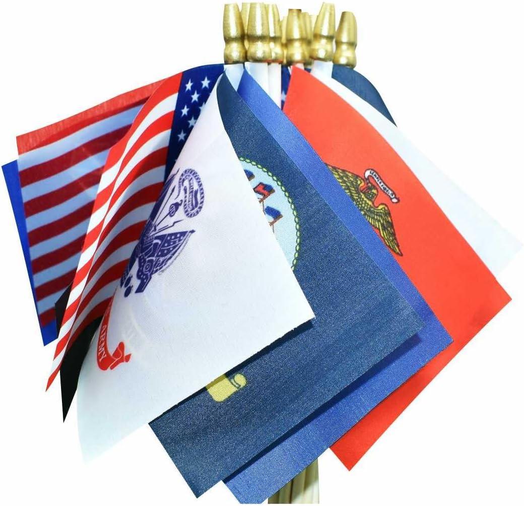 Military Flag Small Mini Army Armed Forces All Military Branches Handheld Stick Flags for Veterans Day Memorial Day 4th of july decorations,4x6 Inch 20 Pack