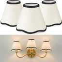 VIHOSE Set of 3 2.9" Top x 5.9" Bottom x 5.1" Height Lamp Shade with Petal Edge Chandelier Shades Fabric Scalloped Lampshade for Floor Wall Lamps Table Living Room Bedroom (Black Edge)