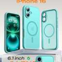 TOCOL for Phone 16 Case, Compatible with Magsafe Charger, Full Camera Protection, Drop Protection, Translucent Matte Phone Case for iPhone 16 6.1 inch (Green)