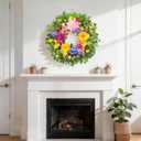 Spring Wreaths for Front Door, 24 Inch Greenery Front Door Wreath with Peonies Dahlias Hydrangeas, Artificial Home Decorations for Indoor Outdoor Window Wall,Outside Floral Wreath Decor for Home Porch