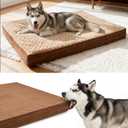 Sytopia Washable Indestructible 37" Dog Bed for Large Dogs  Double-Sided Plush, Waterproof, Removable Cover, Thick Orthopedic Support, Durable Multi- Size Comfort Clearance Indoor Flat Dog Bed (Brown)