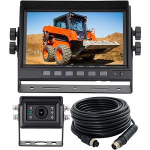 7" 1080P AHD Wired Reverse Rear View Backup Camera System,Guide line,IP69K No Water Leakage Camera, Night Vision, Vibration-Proof 10G for Tractor/Truck/Excavator/Caravan/Skid Steer/Heavy Equipment