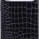 Compatible with iPhone 17 Pro Case for Women, Crocodile Synthetic Patent Leather Cover, Classic Fashion for iPhone17 Pro 2025 6.3 Inch - Black