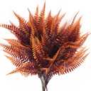 CATTREE Artificial Fern Shrubs, Plastic Plants Boston Ferns Grass Fake Bushes Greenery Leaves Wedding Indoor Outdoor Home Garden Verandah Office Table Centerpieces Arrangements Decoration Red 6 Pack