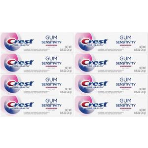 Crest Pro Health Gum and Sensitivity Toothpaste for Sensitive Teeth, Soft Mint, Travel Size 0.85 oz (24g) - Pack of 8
