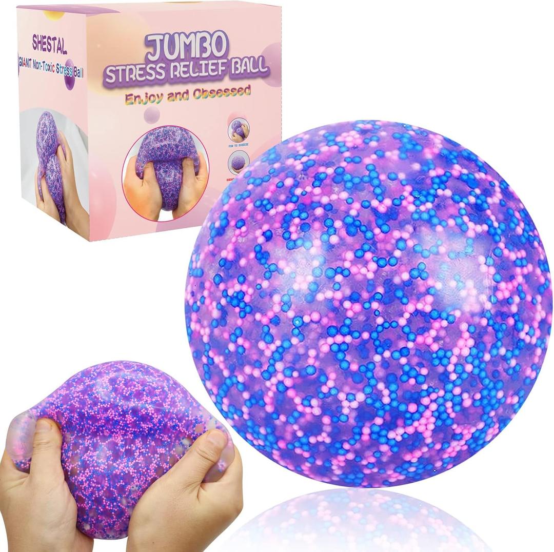 Giant 4 Inches Jumbo Stress Balls for Adults Anxiety Relief, Nedoh Balls Squishy Balls Fidget Squeeze Squish Big Ball for Anti-Stress, 1Pack