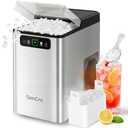 Nugget Ice Maker Countertop 40Lbs/24H Soft Chewable Ice Machine Pellet Crushed Ice Makers, One-Click Operation Auto Self-Cleaning Stainless Steel with Scoop for Home Kitchen Office, Silver