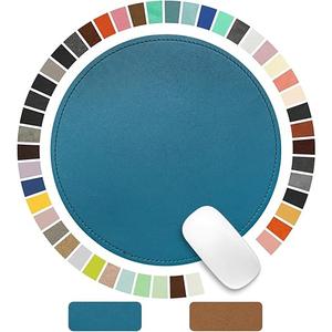 PU Leather Mouse Pad With Stitched Edge Micro-Fiber Base - Non-Slip Waterproof for Computers, Laptop - Round 9 x 9 Inch (Sapphire Blue)