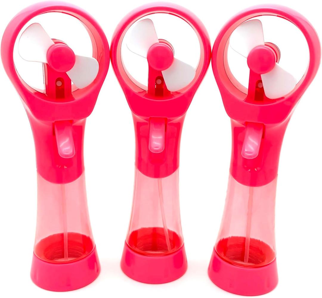 Outdoor Personal Water Misting Fan Handheld Battery Operated Cooling Fans Portable Mist Spray Fan for Sports Travel Beach (Pink)