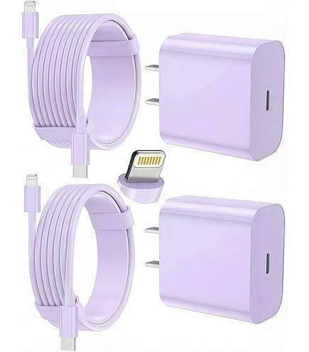 FEEL2NICE iPhone Charger Fast Charging 2 Pack Type C Wall Charger Block with 2 Pack [6FT&10FT] Long USB C to Lightning Cable for iPhone 14/ 13/ 12/ 12 Pro Max/ 11/ Xs Max/ XR/ X, AirPods Pro, Purple