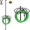 Garden Hose Holder, Upgraded Water Hose Holder, 2-in-1 Heavy Duty Hose Stand, 88Inch Freestanding Hose Hanger, Detachable Garden Hose Storage Rack with Adjustable Shepherds Hooks, Bird Feeder Pole