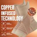 2 x Doctor's Select Copper Ankle Compression Sleeve - Toeless Compression Socks, Copper Ankle Brace for Women, Ankle Support for Men, Compression Socks for Plantar Fasciitis, Beige (Large, Beige - 1 Pair)
