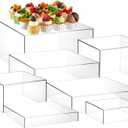 Leinuosen 7 Pcs Large Buffet Risers Set 6" to 12" Acrylic Display Box Catering Dessert Table Riser Food Display Decorative Stand with Hollow Bottom for Catering Supplies(Clear, Square)