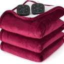 Bedsure Heated Blanket Throw Blanket  Fast Heating Electric Blanket, Soft Flannel Heated Throw with 4 Time Settings, 6 Heating Settings, Gifts for Grandma, Grandpa, Grandkids (50"x60", Burgundy)