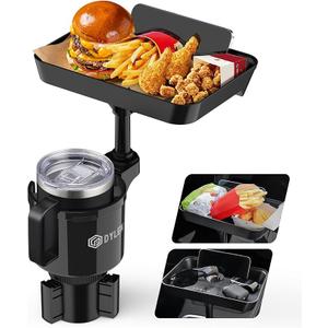 DYLEN Car Cup Holder Tray, Cup Holder Expander Adapter for Car, 9.5” Detachable Car Food Tray Table for Eating, Road Trip Essentials Fits Yeti, Hydro Flask 16-46 oz