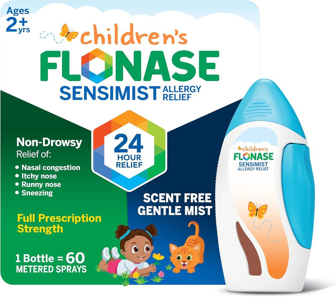 Flonase Children's Sensimist Allergy Relief Spray, 24 Hour Non-Drowsy Children's Allergy Medicine, Scent-Free, Alcohol-Free Fine Mist - 60 Sprays (EXP 2028/01, 3 Packs)