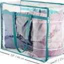 Clear Vinyl Zippered Storage Bags (3-Pack) 40L Sturdy Storage Bags for Sweaters, Blankets, Comforters, Bedding Sets and Much More! (Turquoise, 18x15x9)