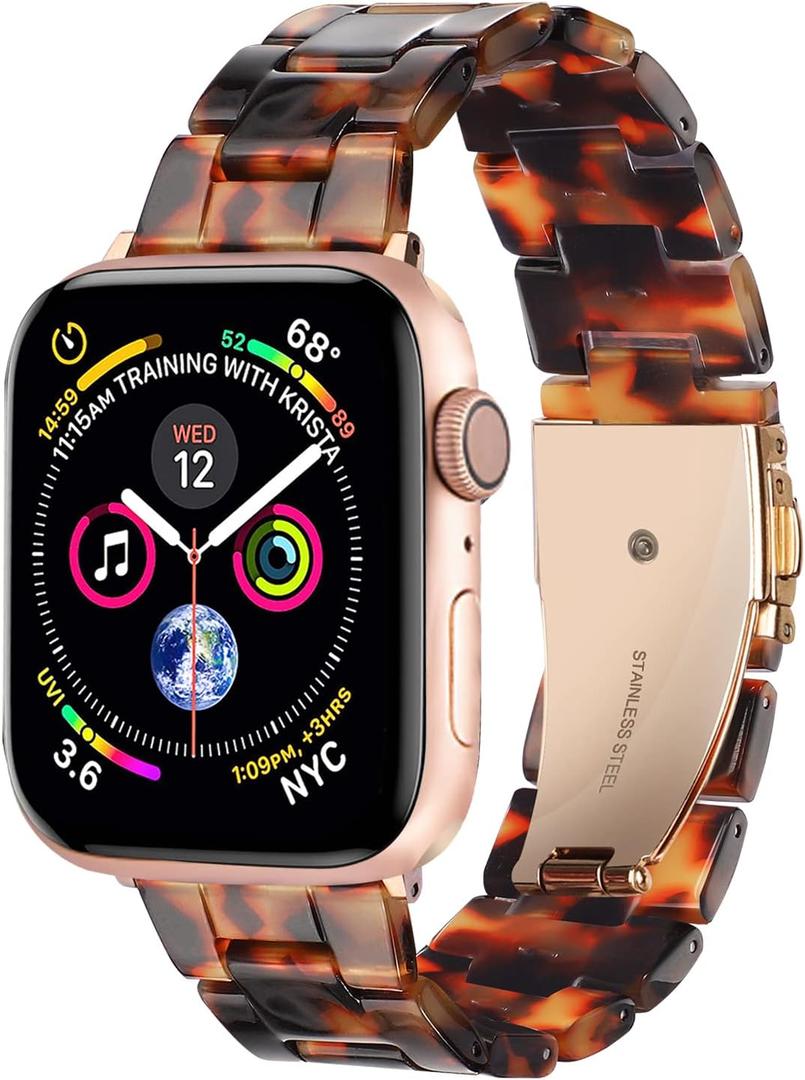 HOPO Compatible With Apple Watch Band 38mm/40mm/41mm/42mm/44mm/45mm/46mm/49mm Resin Strap Bracelet Wristband Lightweight Replacement For iWatch Bands Series Ultra 11 10 9 8 7 6 5 4 3 2 1 SE for Women