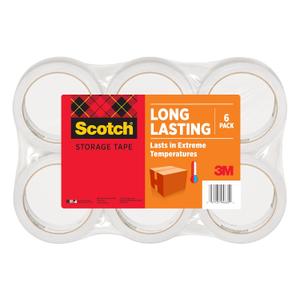 Scotch Long Lasting Storage Packing Tape Rolls, Clear, Storage Tape Withstands Extreme Temperatures, 1.88 in x 54.6 yd, 6 Refill Rolls