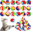 Nicunom 60 PCS Cat Pom Pom Balls, 1.7Inch Rainbow Cat Toy Balls, Soft Plush Cat Ball Fuzzy Kitty Balls Colorful Kitten Puff Ball for Pet Kitten Interactive Playing Exercising Chasing