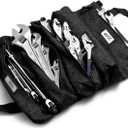 Official Voyager Tool Roll Bag - Easy to Carry 5-Pocket Roll Up Tool Bag - Durable 20oz Canvas, Rust-Proof YKK Zippers & Secure Buckle - A Gift for Dads, Mechanics, Electricians & Hobbyists | Black