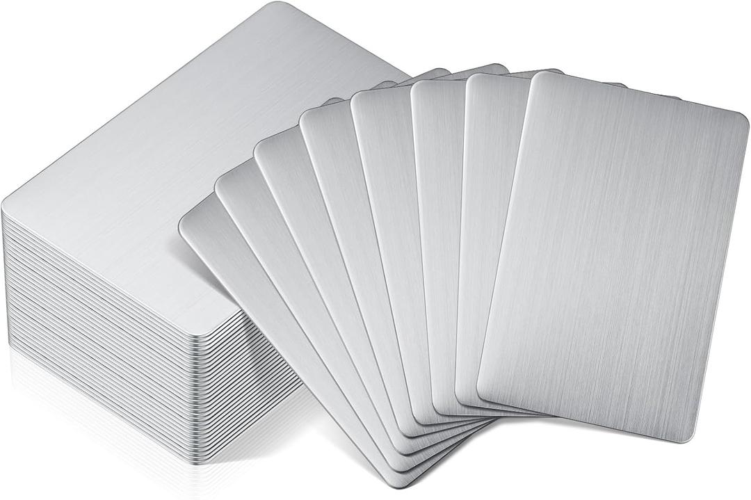 30 Pieces 304 Stainless Steel Metal Business Cards Blank Steel Laser Engraving Stainless Cards for House Office Customer DIY Gift Plate, 86 x 54 mm(0.5 mm Thickness)